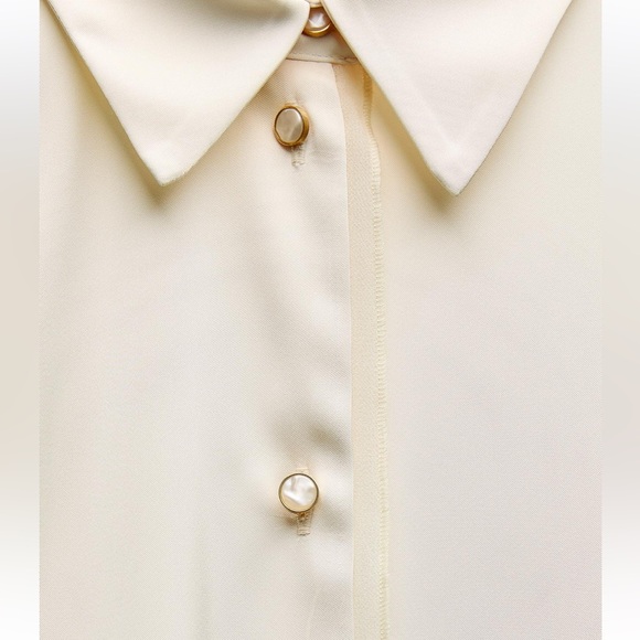 ❌SOLD❌ ZARA Mixed Organza Satin Effect Top - Picture 5 of 6